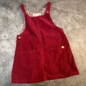Zara BabyGirl Velvet dark Red Dress corduroy 2-3